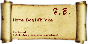 Hora Boglárka névjegykártya